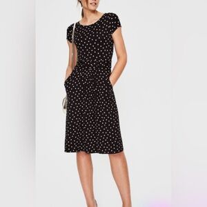 Boden black and pink polka dot jersey dress size 6R